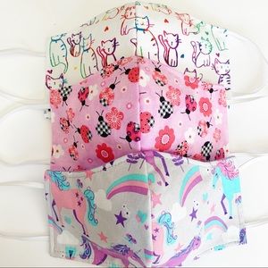 3 PCS Girls Face Mask Handmade Unicorn